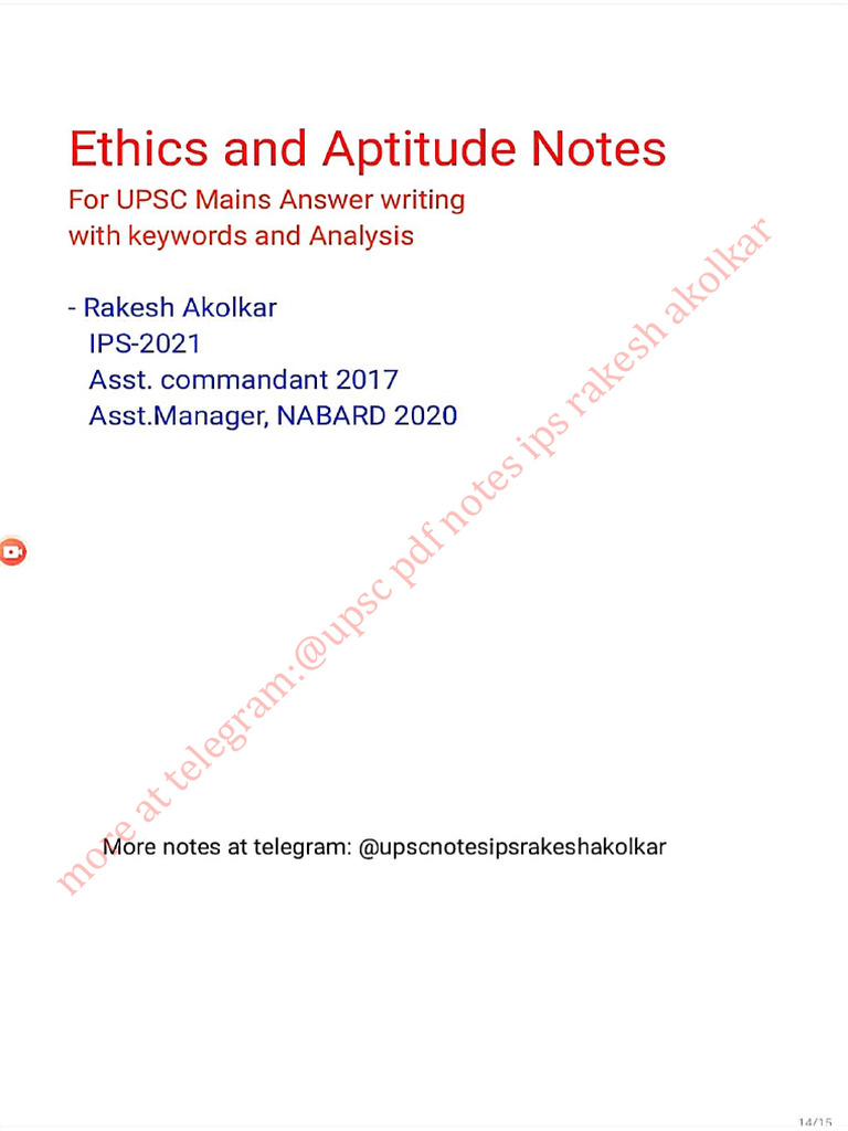 Ethics Notes - IPS Rakesh Akolkar | PDF