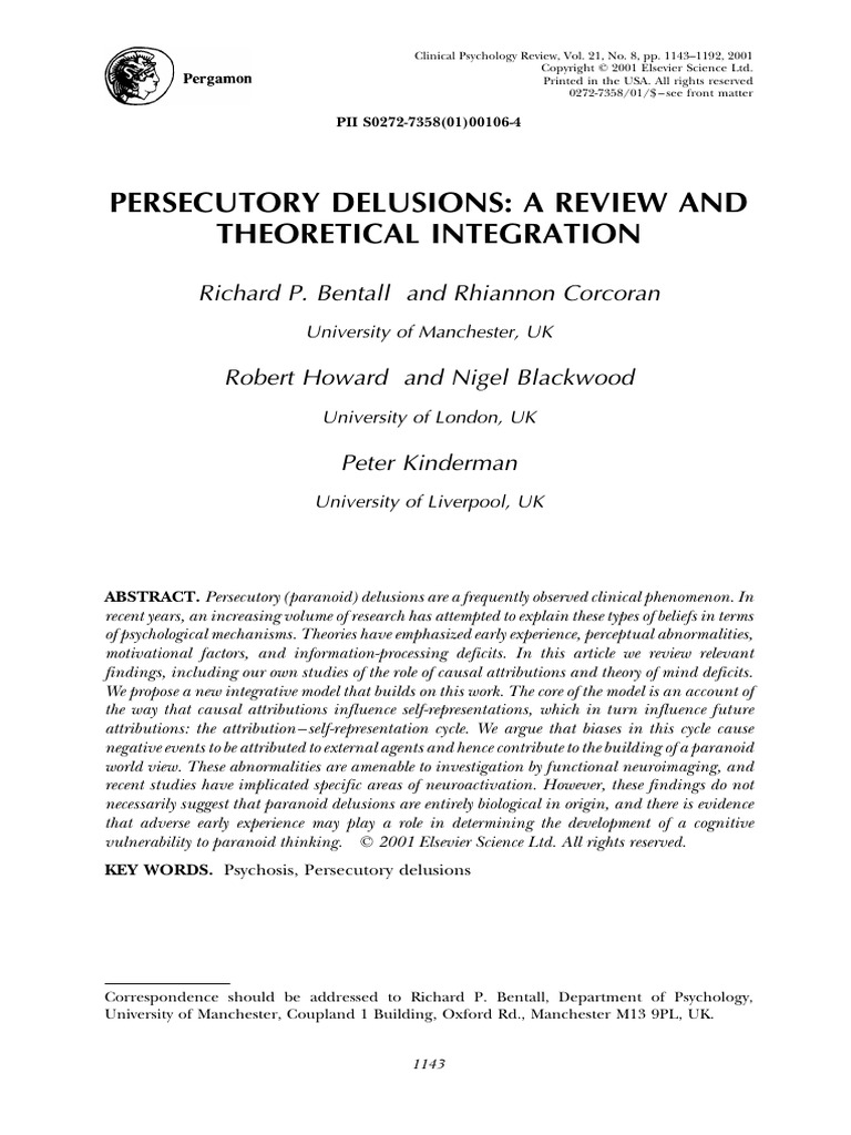 Understanding Persecutory Delusions | PDF | Delusion | Paranoia