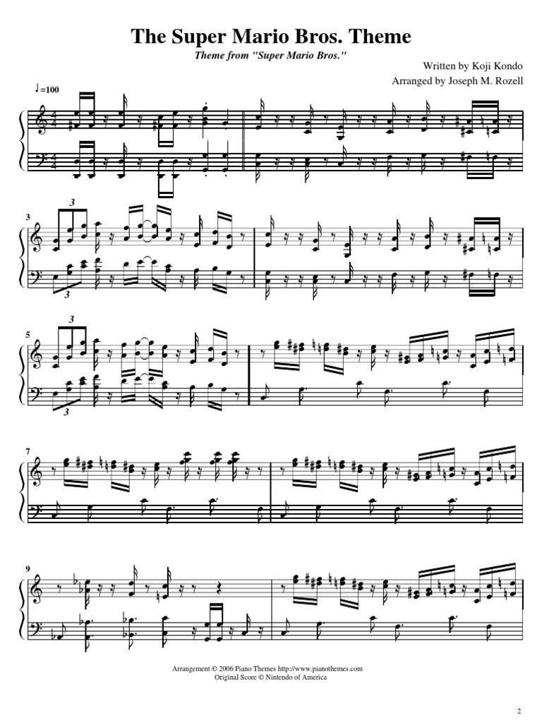 Mario Theme Song Sheet Music
