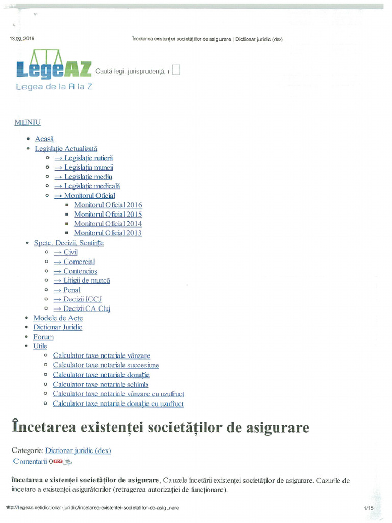 Incetare Existenta Soc Asig | PDF
