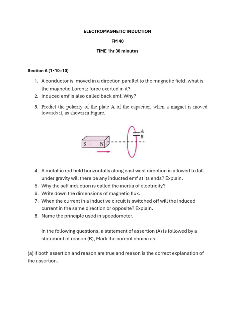 Electromagnetic Induction Concepts and Problems | PDF | Electromagnetic ...