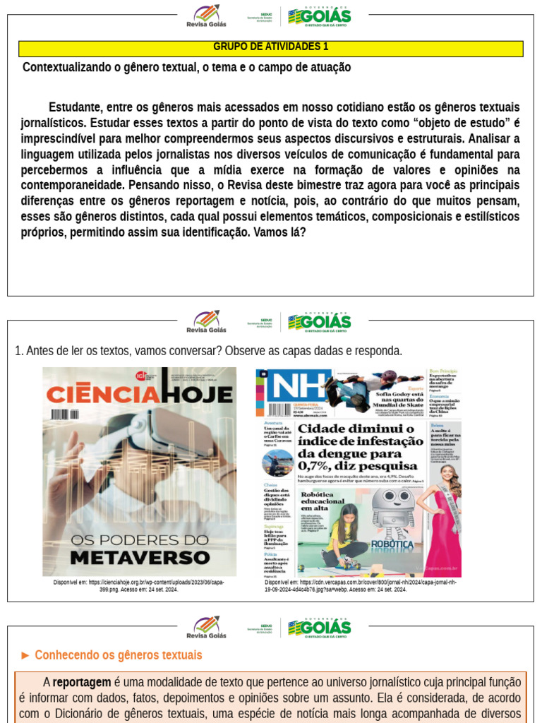 Diferenças entre Reportagem e Notícia | PDF | Quadrinhos | Poesia
