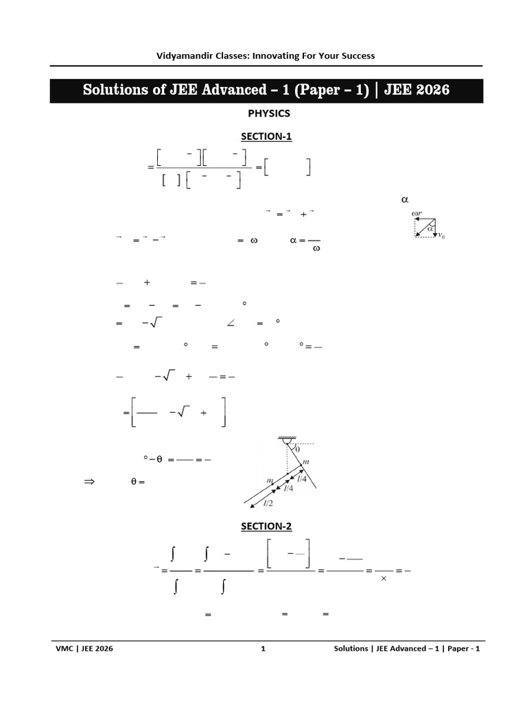 JEE Advanced 2026 Solutions Paper 1 | PDF | Quantity | Motion (Physics)