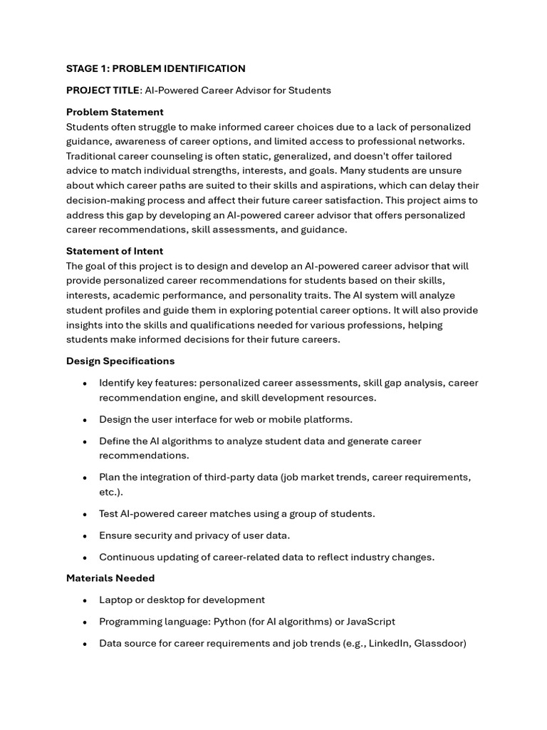 AI Career Advisor for Student Guidance | PDF | Artificial Intelligence ...