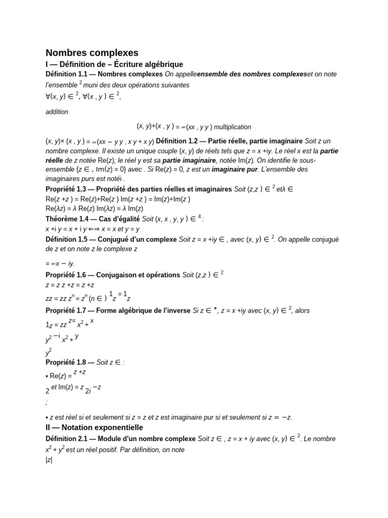 Introduction aux Nombres Complexes | PDF | Nombre complexe | Concepts ...