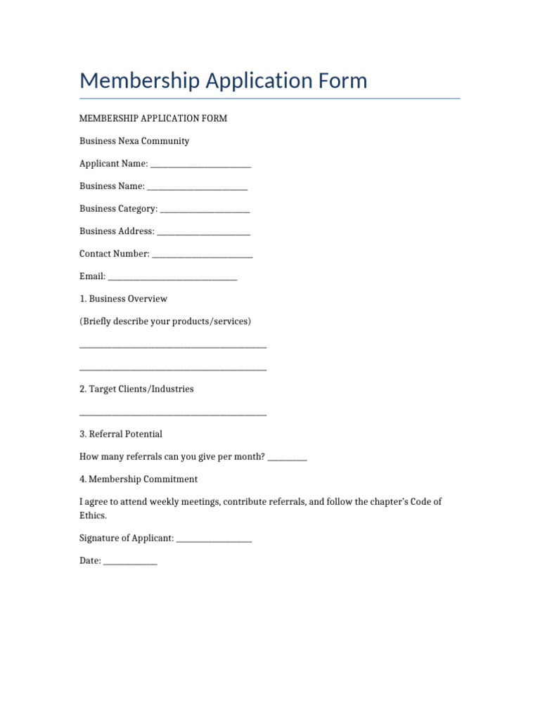 Membership Application Form | PDF