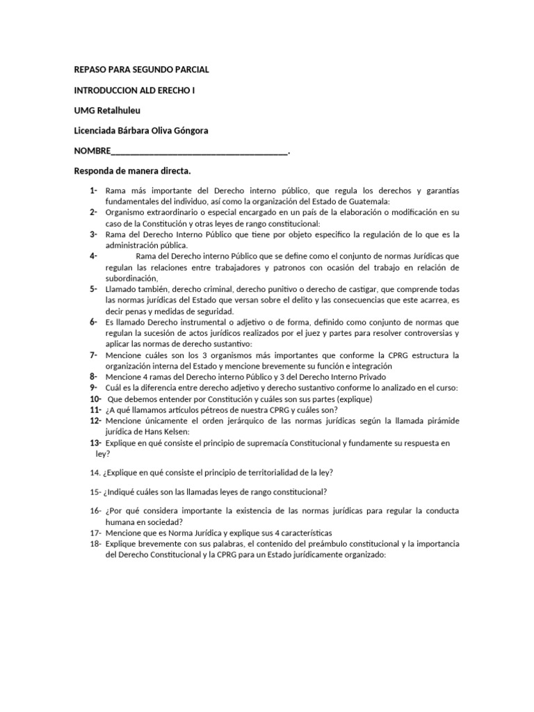 Repaso para Segundo Parcial Introduccion Al Derecho 2025 | PDF ...