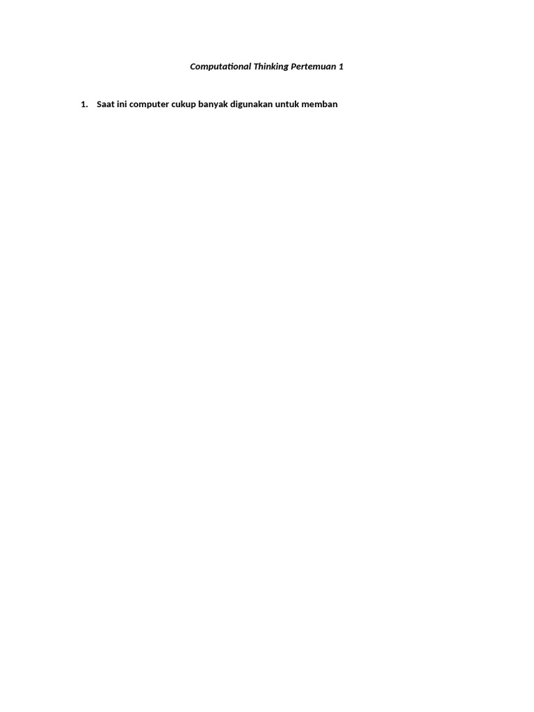 Computational Thinking Pertemuan 1 | PDF