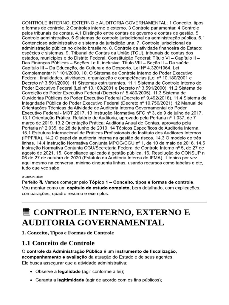 Controle e Auditoria | PDF | Administração pública | Auditoria interna