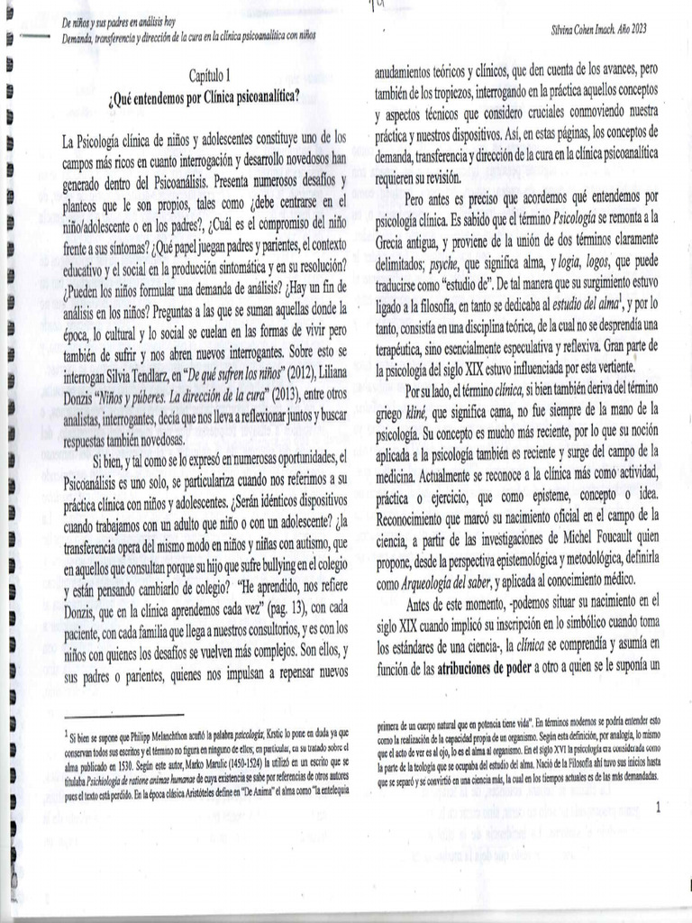 De Niños y Sus Padres en Analisis Hoy. Cohen Imach Cap 1,2,3 | PDF