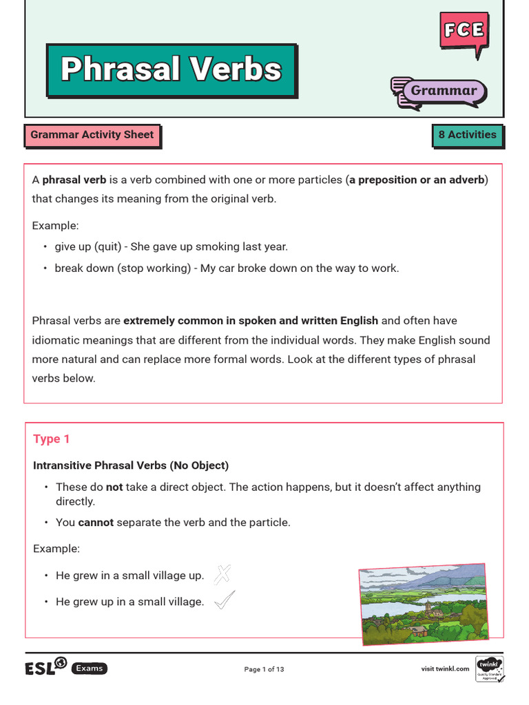 Understanding Phrasal Verbs in English | PDF | English As A Second Or ...