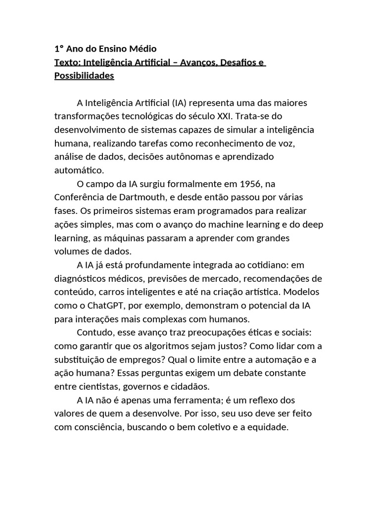 Avanços e Desafios da Inteligência Artificial | PDF