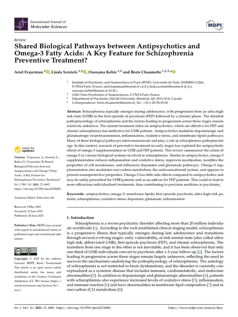 Antipsychotics vs Omega-3 in Schizophrenia | PDF | Nmda Receptor ...