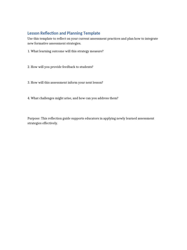 11lesson Reflection and Planning Template | PDF