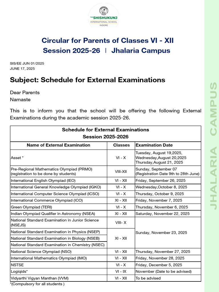 Schedule For External Examinationsdsfdsfsdf | PDF | Educational ...