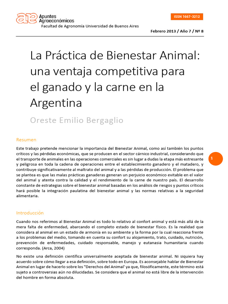 Bienestar Animal y Calidad de Carne en Argentina | PDF | Carne ...