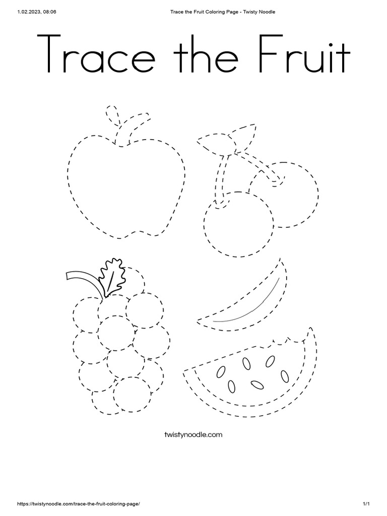 Trace the Fruit Coloring Page | PDF