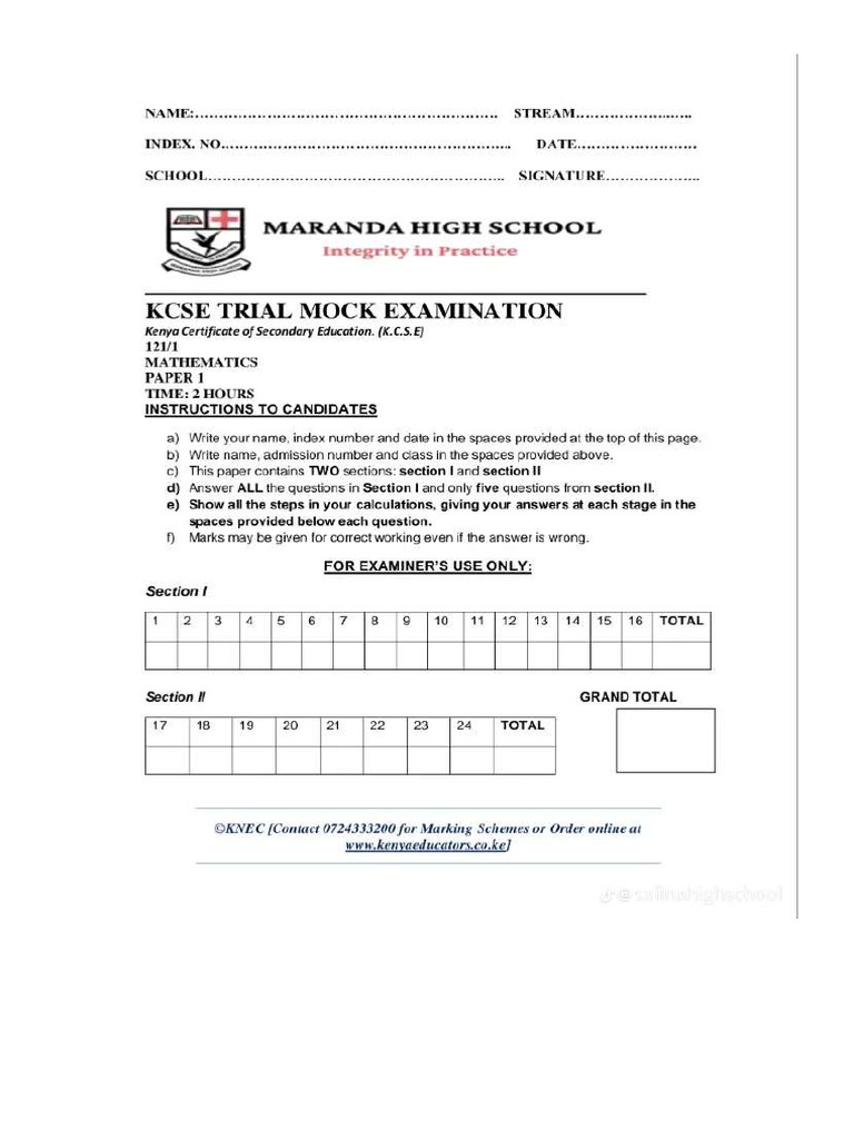 Mock,,Mathematics | PDF