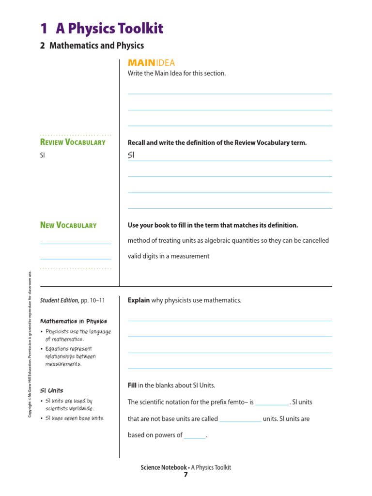 Physics - CH 1 L 2 - Mathematics and Physics - Notebook | PDF ...