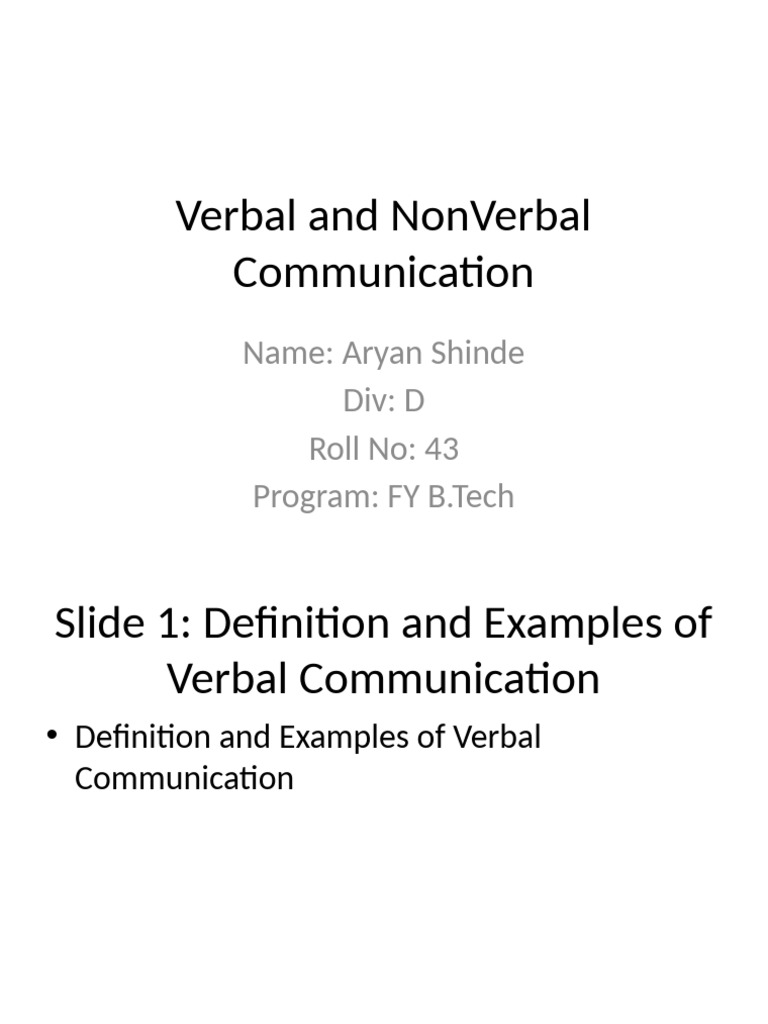 Verbal and Non-Verbal Communication Guide | PDF