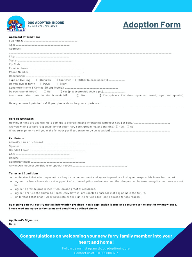 Adoption Form Sjs | PDF
