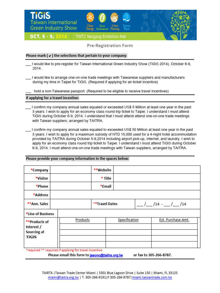 Pre-Registration Form: Taitronics | PDF