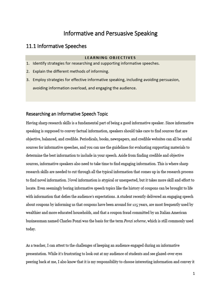 Strategies for Effective Informative Speaking | PDF | Inductive ...