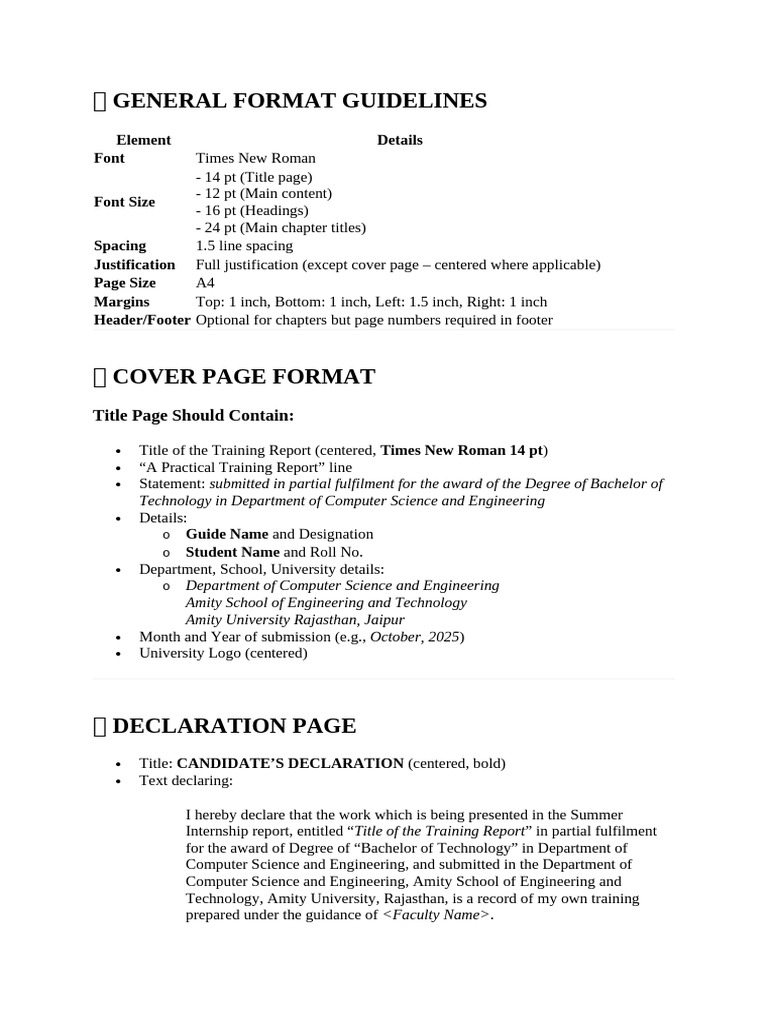 Guideline For Practical Training Report | PDF | Machine Learning ...