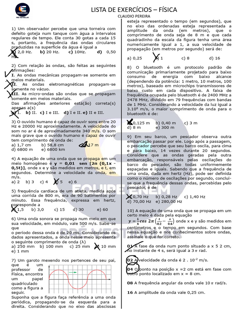 Exercícios sobre Ondas e Frequência | PDF | Ondas | Frequência