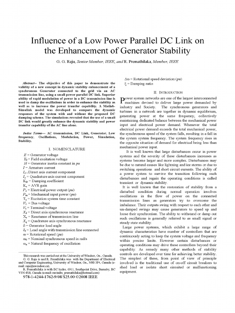 Influence of A Low Power Parallel DC Link On The Enhancement of ...
