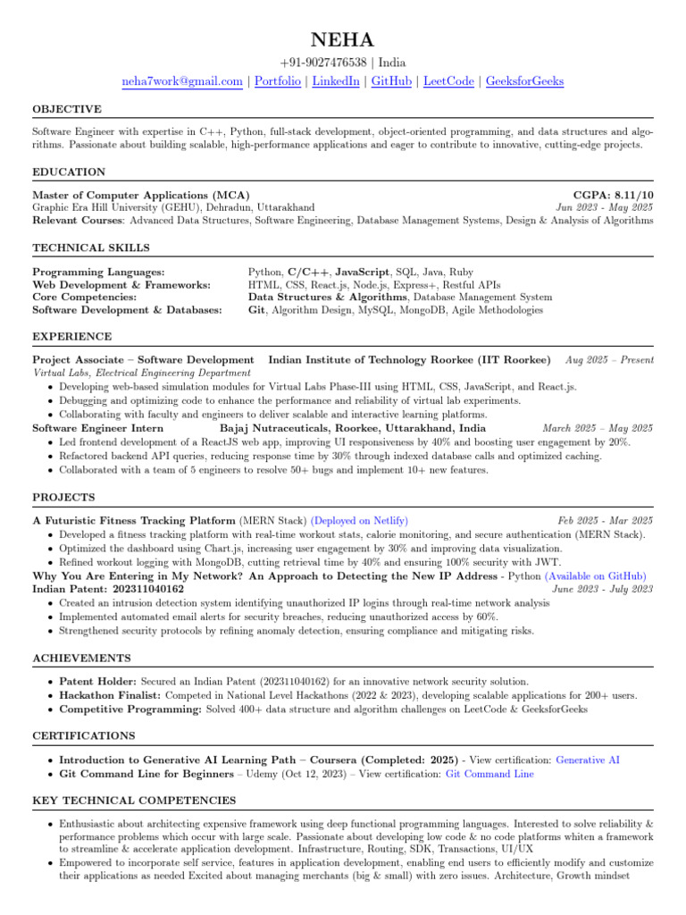 Software Engineer Resume: C++, Python, Full-Stack | PDF | Computer ...