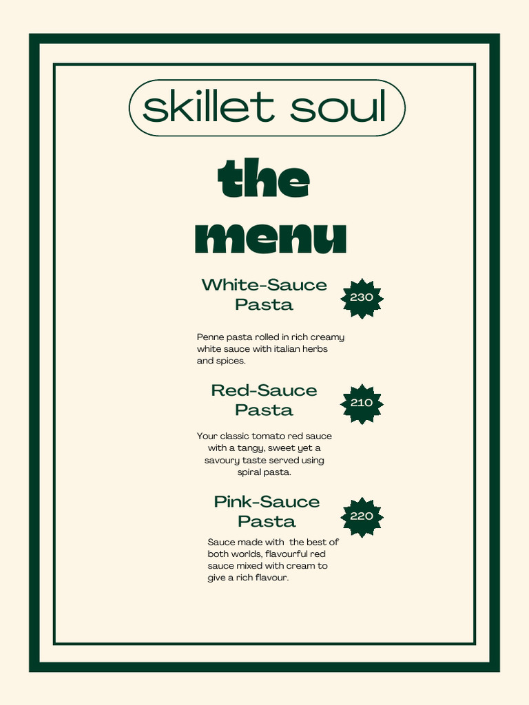 Green and Cream Modern Simple Vintage Illustrative Cocktail Drink Menu ...