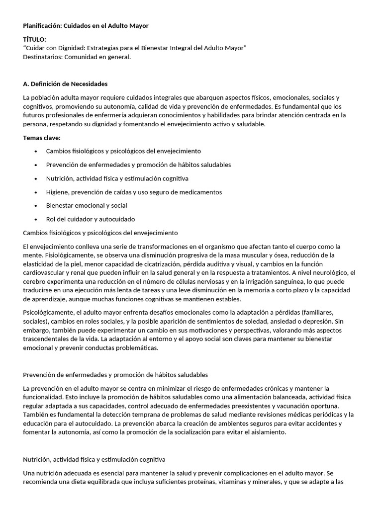 Cuidados Integrales para Adultos Mayores | PDF | Vejez | Adultos