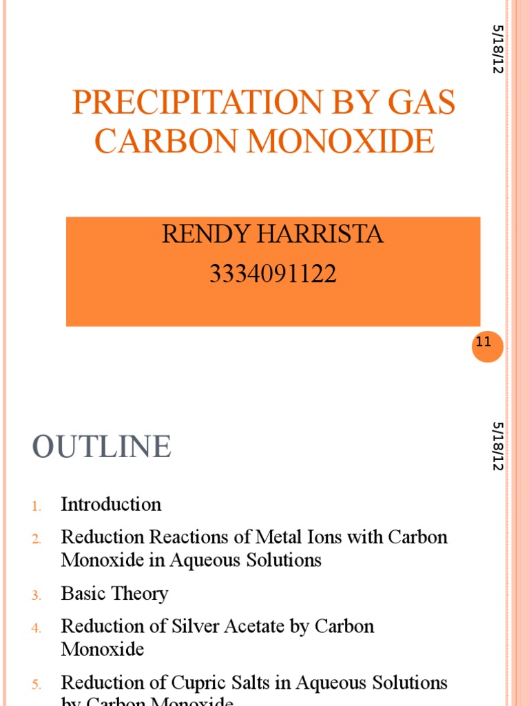 Precipitation by Gas Carbon Monoxide PDF Carbon Dioxide Chemical