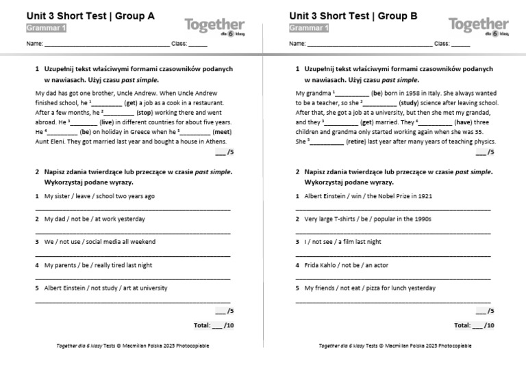 Unit 3 Test for Class 6 Students | PDF