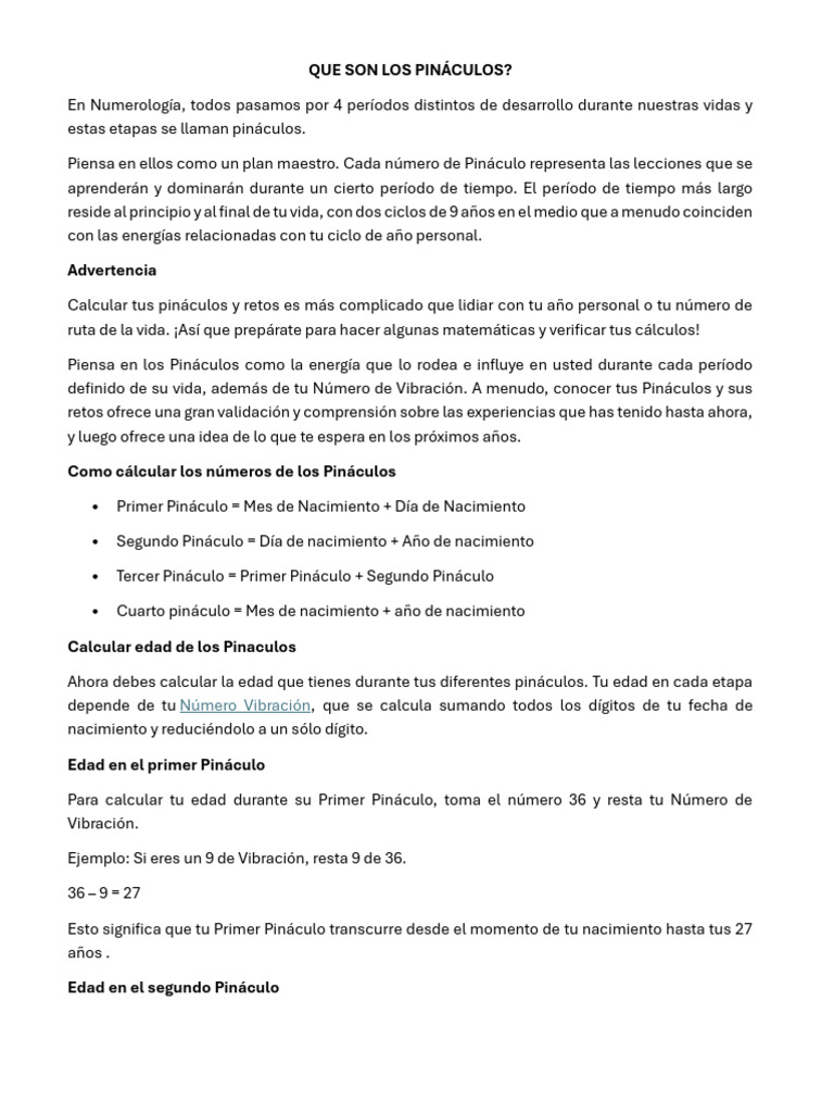 Qué son los Pináculos en Numerología | PDF | Liderazgo | Amor