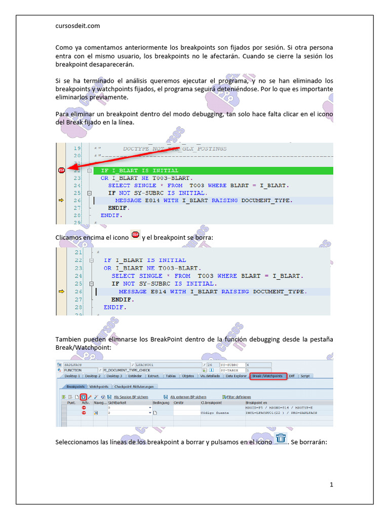 Cómo eliminar breakpoints en debugging | PDF