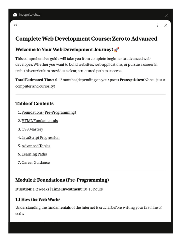 Web Development Course: Beginner to Advanced | PDF