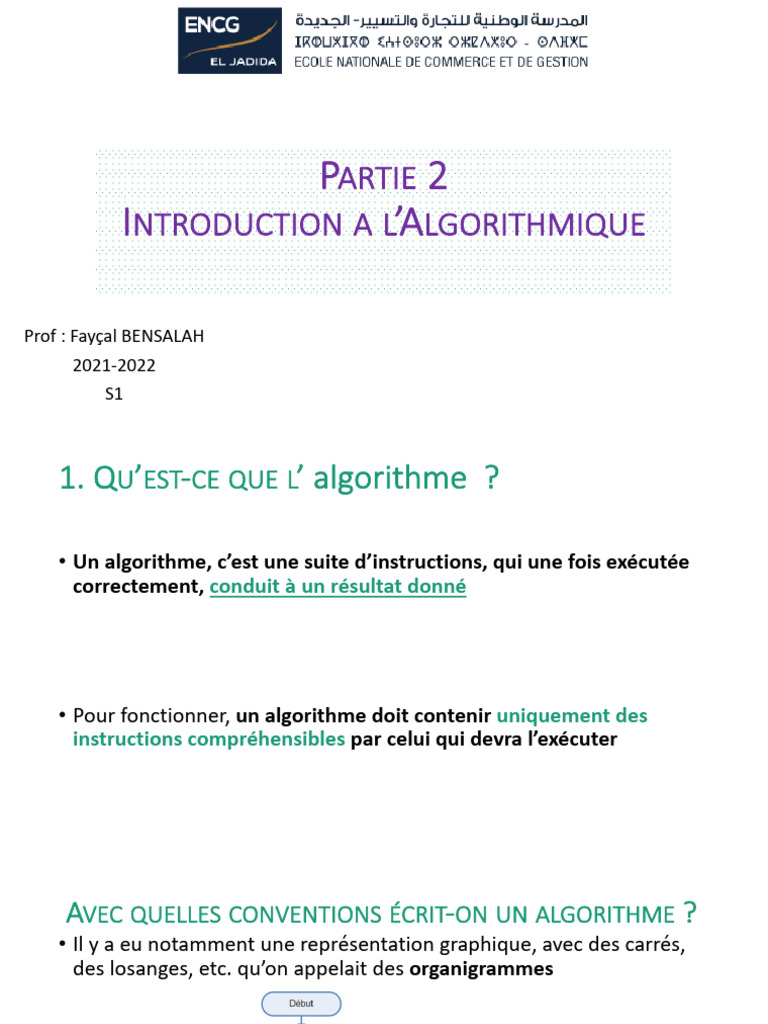 Introduction à l'algorithmique et variables | PDF | Programme ...