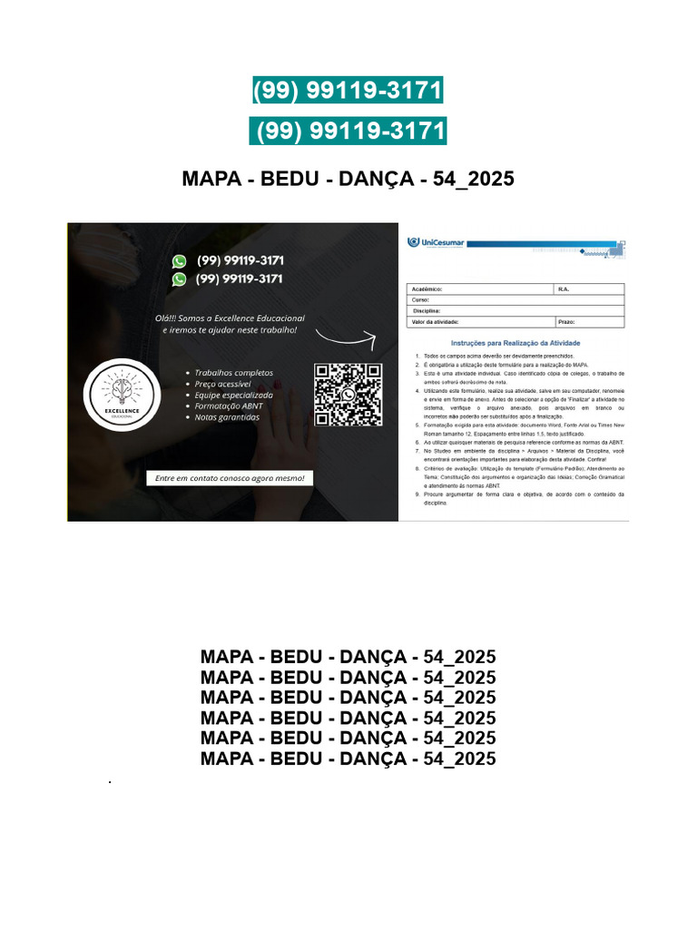 Mapa de Dança BEDU 2025 | PDF