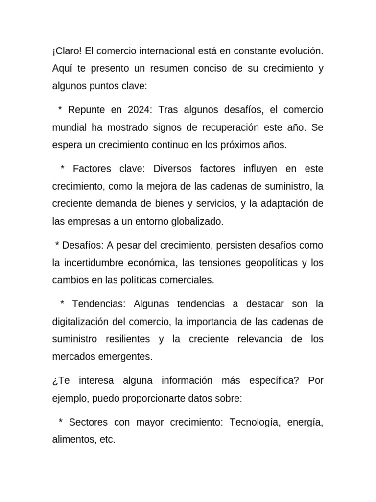 Crecimiento del Comercio Internacional 2024 | PDF | Comercio | El ...