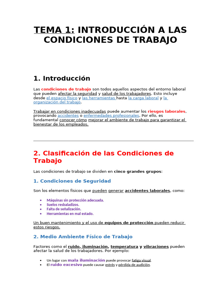 Mejora de Condiciones Laborales y Prevención | PDF | Derecho laboral ...