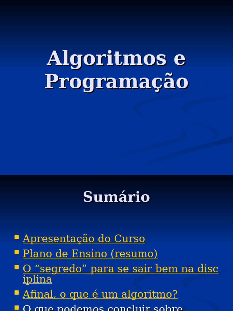 Curso de Algoritmos e Programação | PDF | Algoritmos | Linguagem de ...