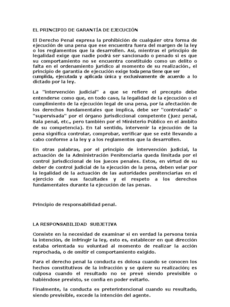 Principio de Garantía de Ejecución Penal | PDF | Pena capital | Derecho ...