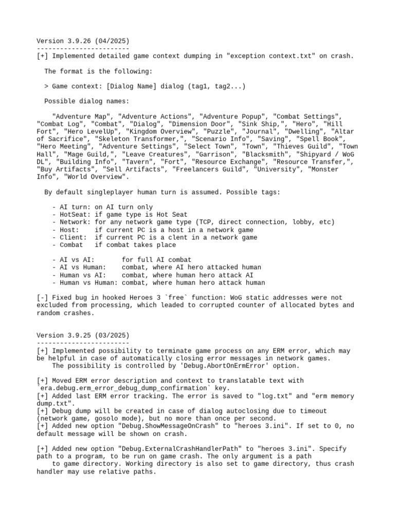 Era III Changelog | PDF | Pointer (Computer Programming) | Computing