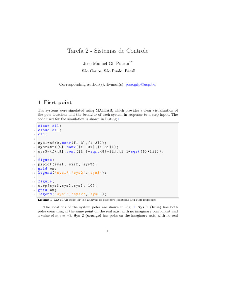 MATLAB Simulation of Control Systems | PDF | Damping | Steady State