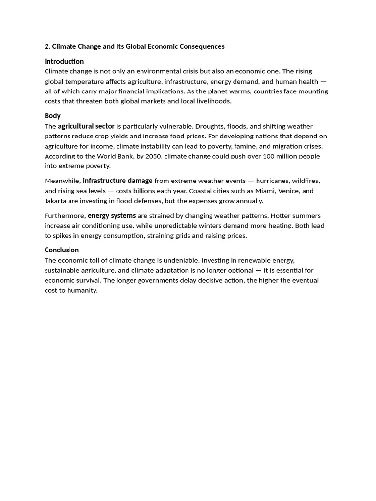Economic Impact of Climate Change | PDF