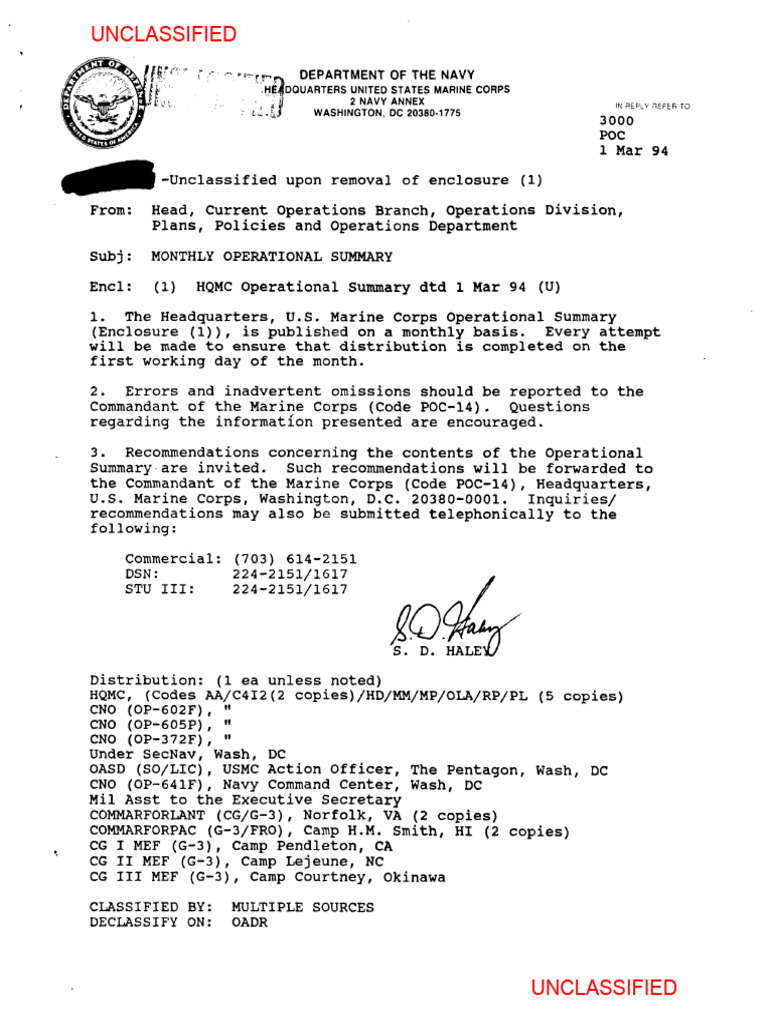 Monthly Marine Corps Operational Summary | PDF | United States Marine ...