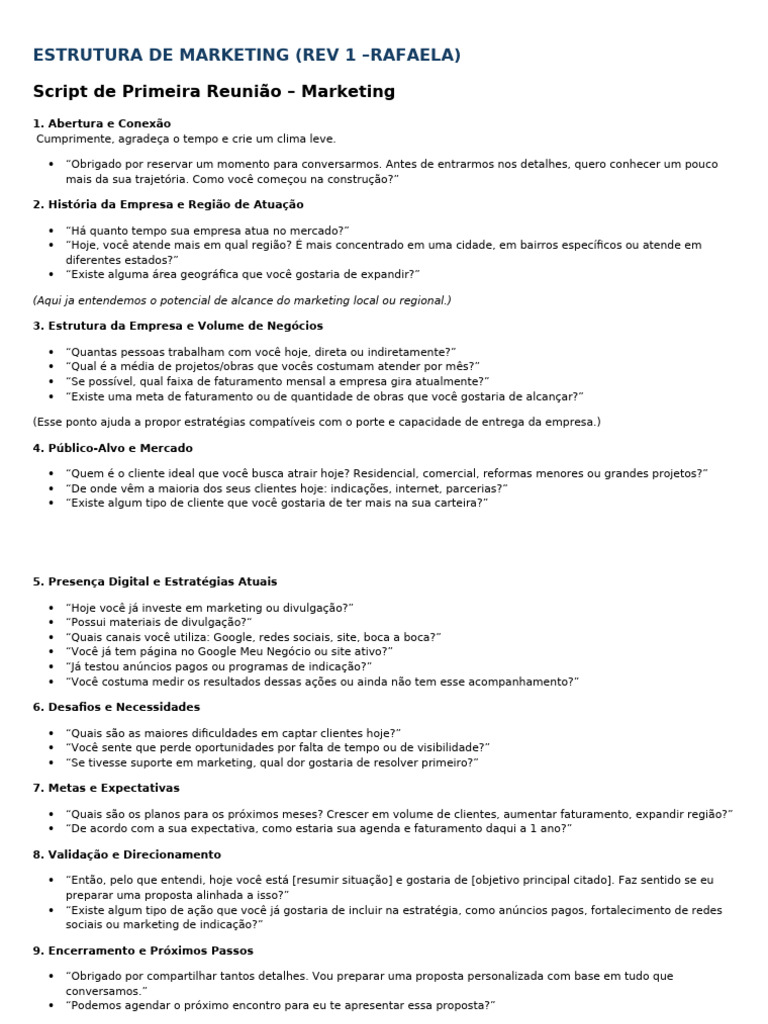 Estrutura de Marketing (Rev 1 - Rafaela) | PDF | Marketing | Publicidade