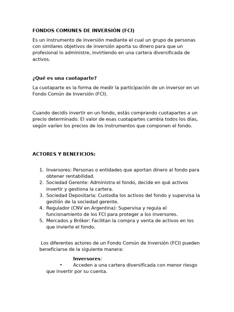 Fondos Comunes de Inversión: Guía Completa | PDF | Fondo de inversión ...